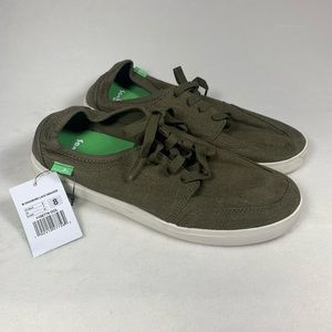 NEW Sanuk Men's Vagabond Lace Linen Sneaker Sz 8